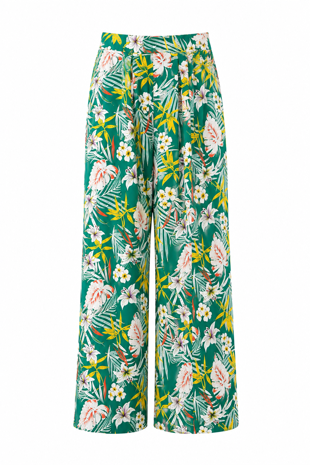 Tropical Floral Wide-Leg Pants & Kimono Cardigan Set