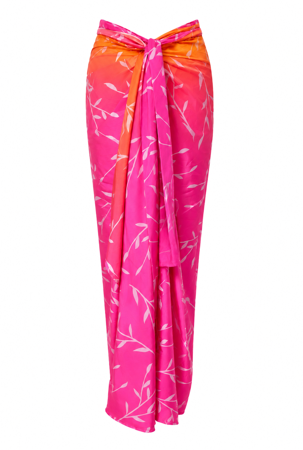 Leaf Print Wrap Skirt Cover-Up – Orange & Pink Ombre