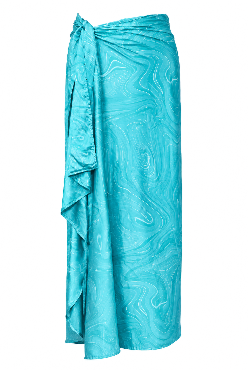 Marble Swirl Wrap Skirt Cover-Up – Turquoise