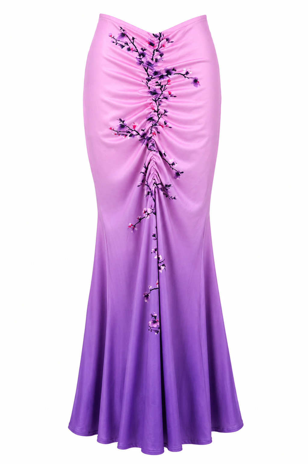 Floral Ruched Maxi Skirt Cover-Up – Pink & Purple Ombre