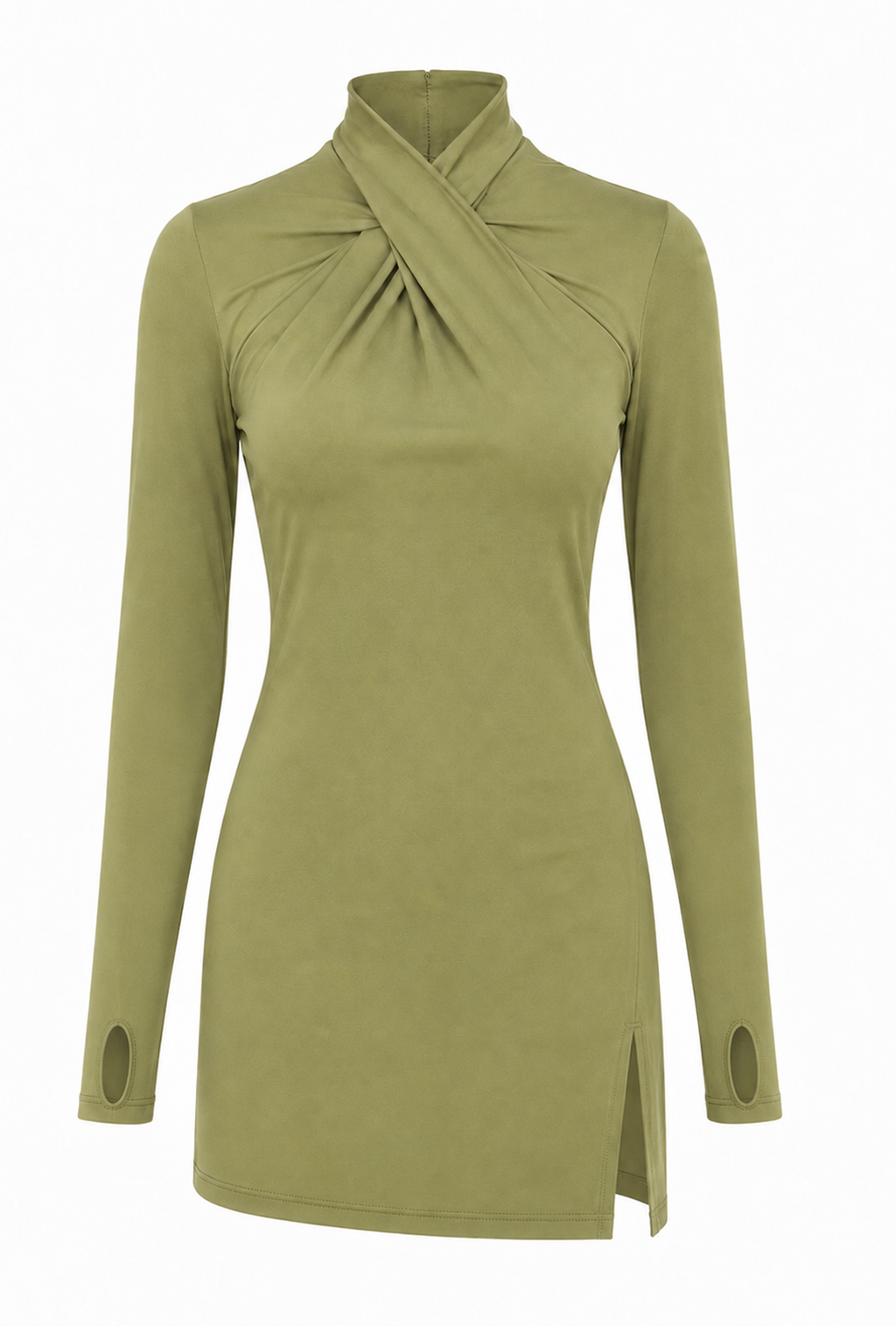 Crossover Neck Modest Swimsuit Set – Olive Green