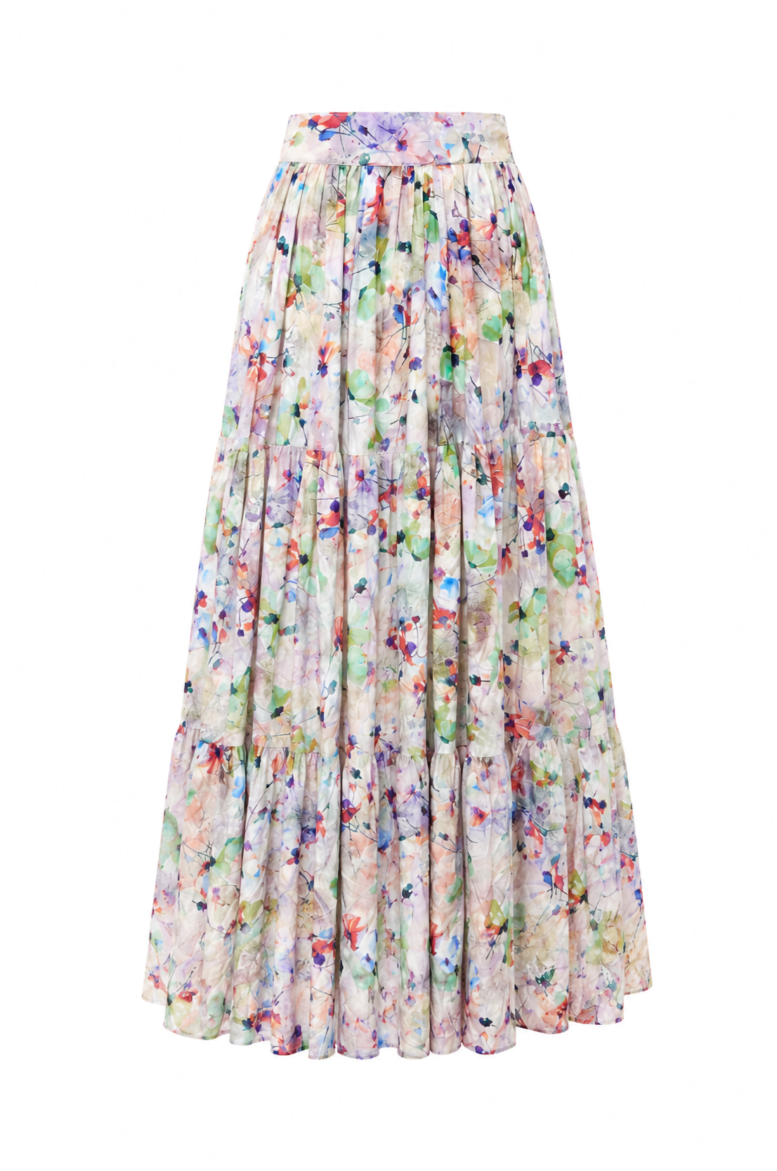 Watercolor Floral Tiered Maxi Skirt & Wrap Top Set