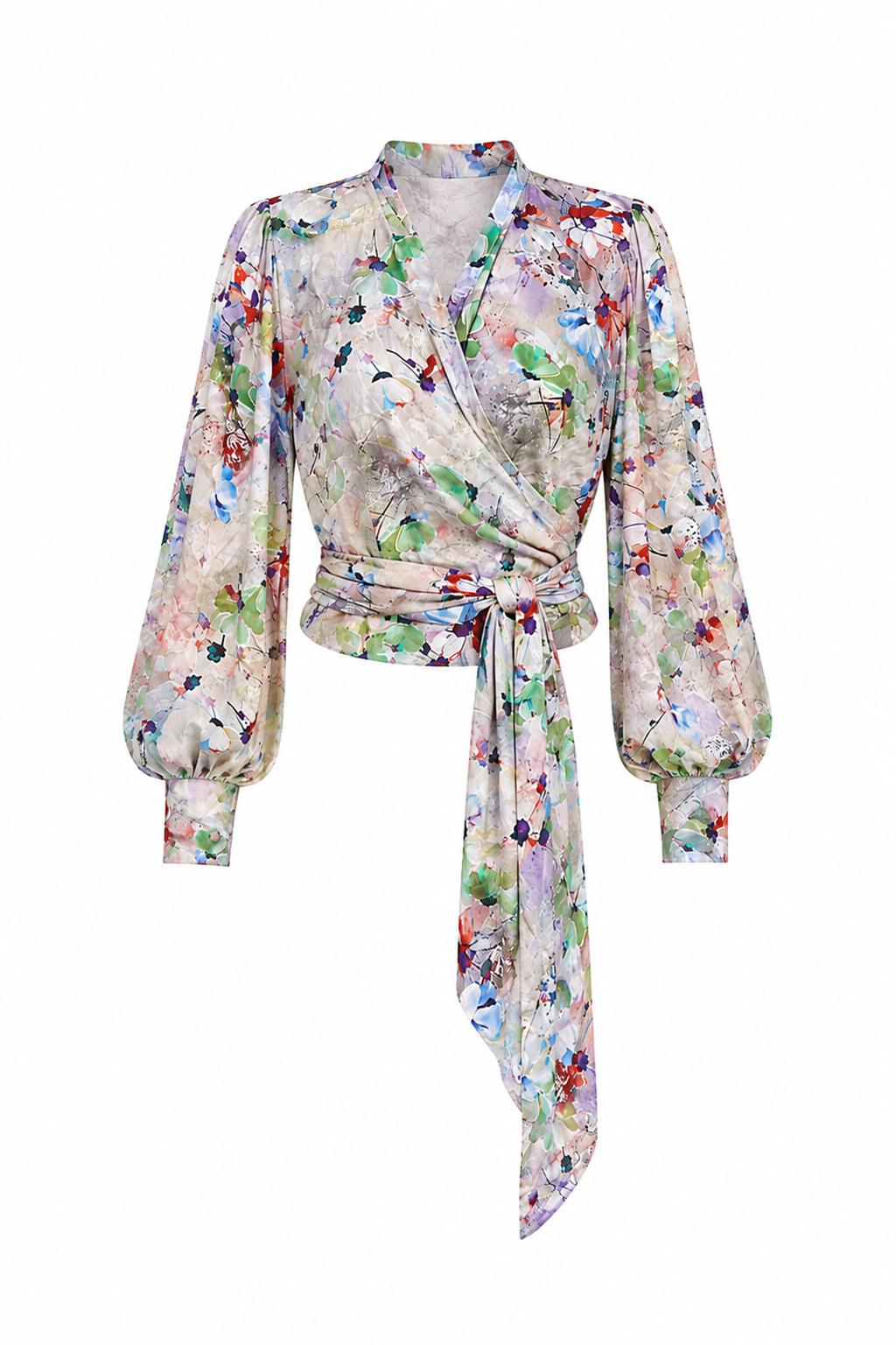 Watercolor Floral Tiered Maxi Skirt & Wrap Top Set