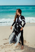 Abstract Geometric Swimwear & Cover-Up Bundle – Black & White