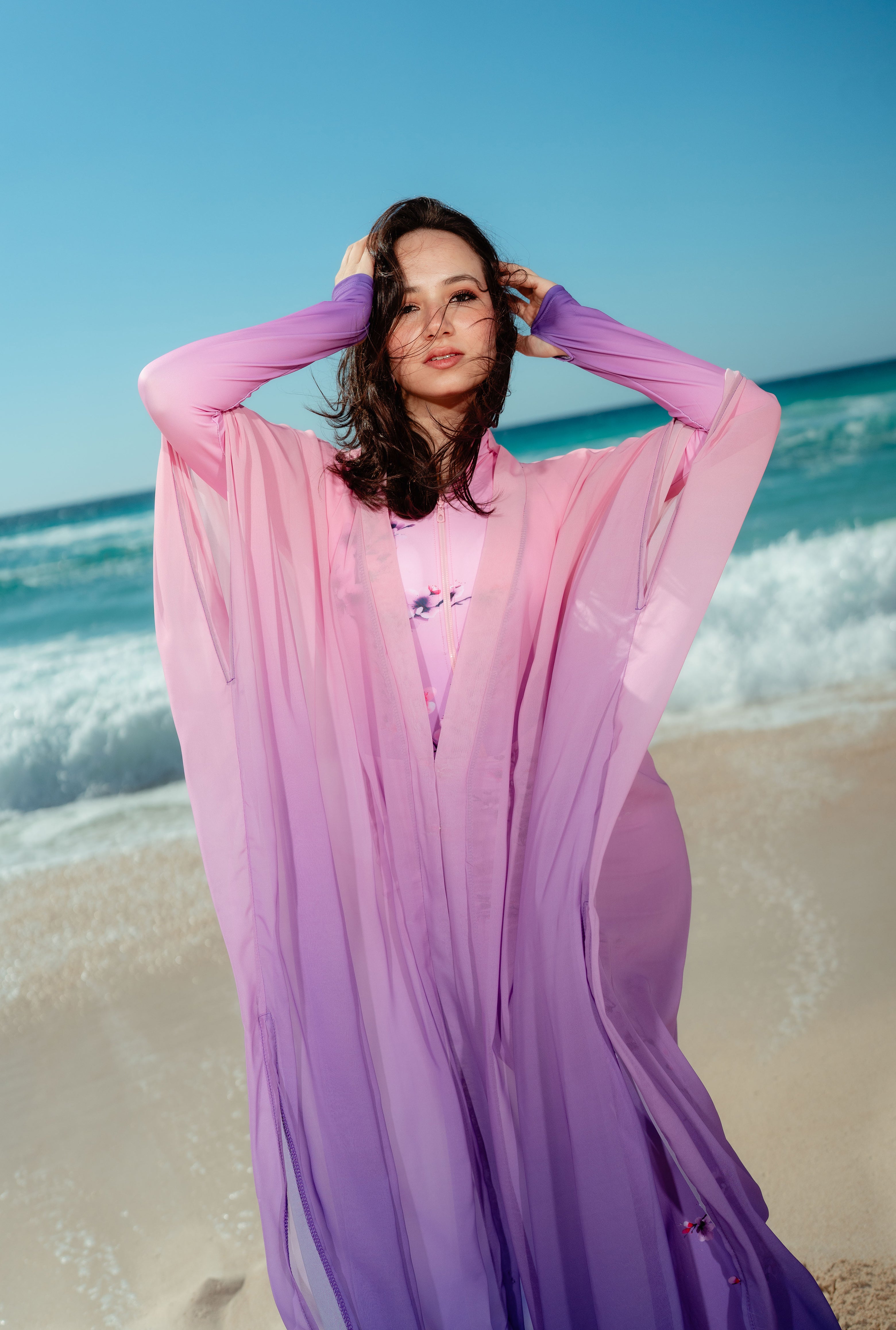 Ombre Kimono Beach Kaftan – Pink & Purple