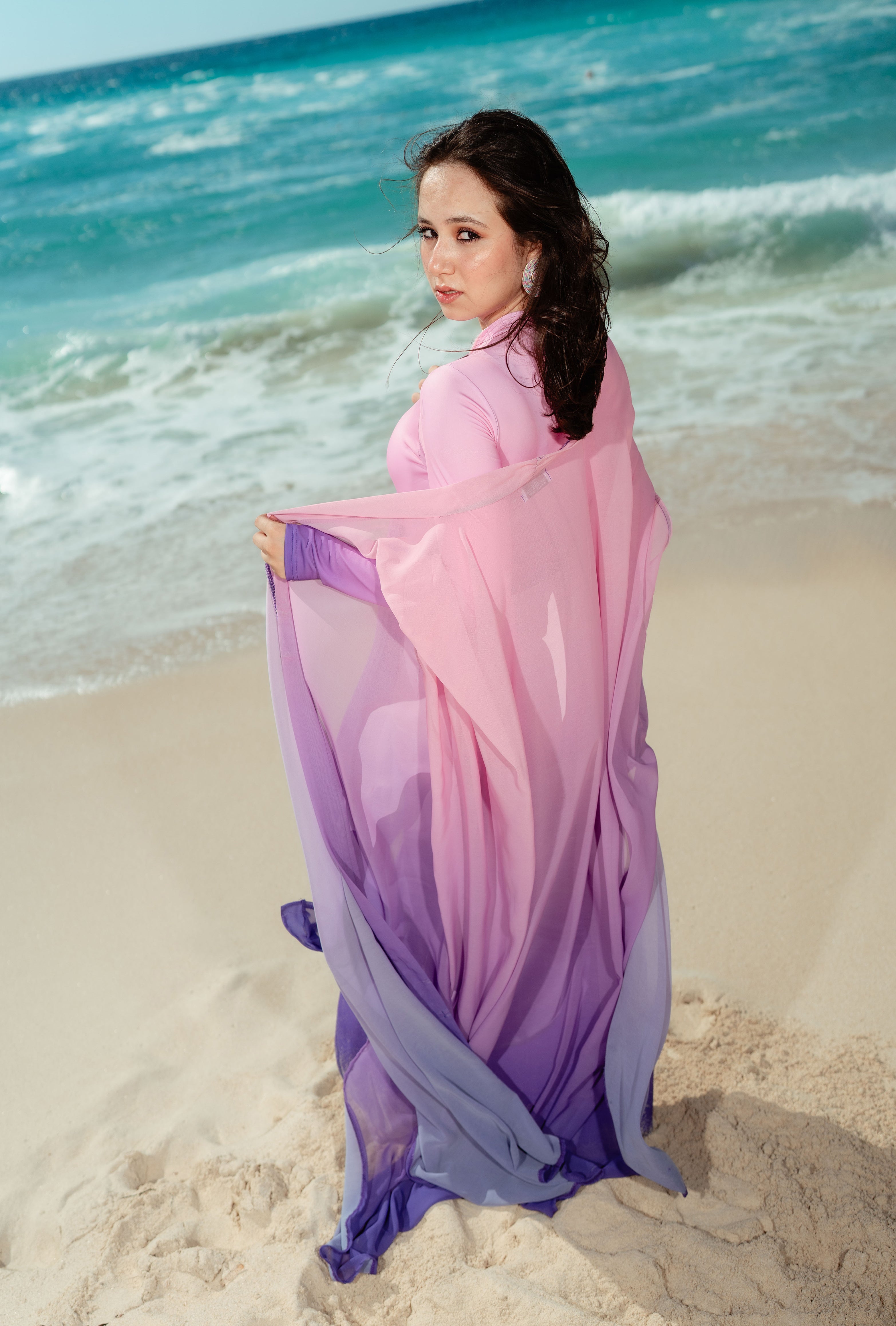 Ombre Kimono Beach Kaftan – Pink & Purple