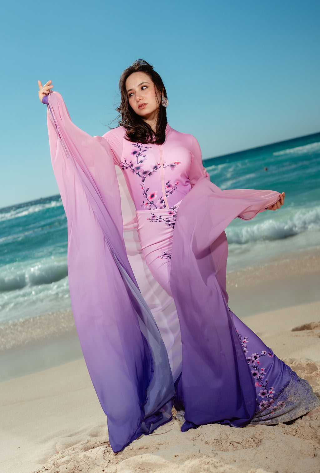 Ombre Kimono Beach Kaftan – Pink & Purple
