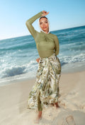 Tropical Leaf Wrap Skirt Cover-Up