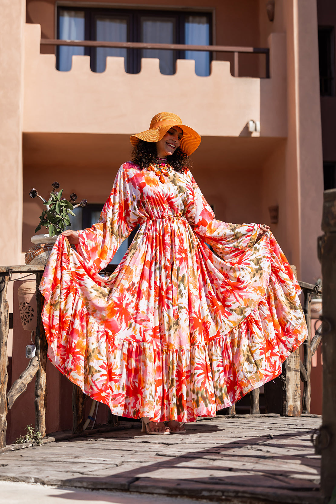Watercolor Floral Maxi Dress — Coral & Marigold