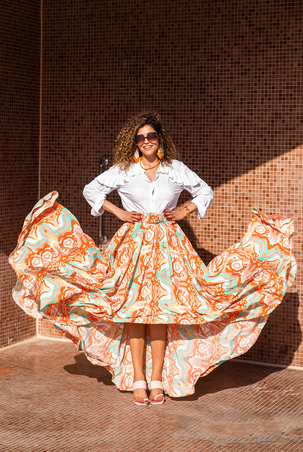 Marbled Sunset Maxi Skirt